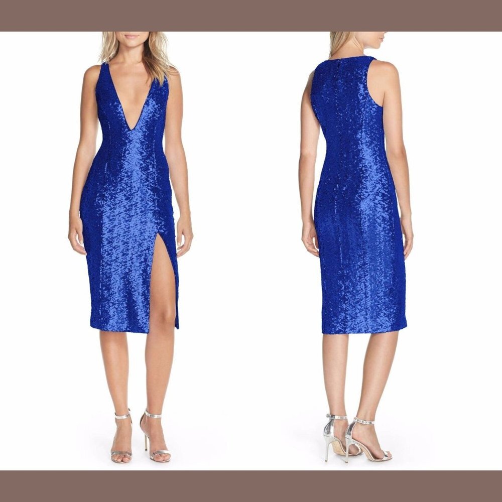 NWT! Jay Godfrey Murano'‎ Plunge Neck Sequin Sheath Dress [SZ 2 ]